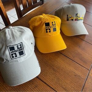 HYSTER Lot of 3 Hyster Forklift Hat Cap Embroidered Yellow Forklift